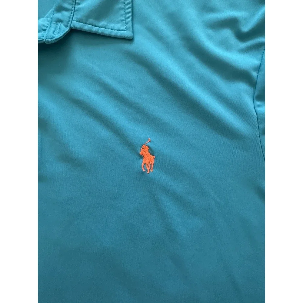Polo Ralph Lauren Blue Te Short Sleeve Performance Polo Golf Shirt Mens Sz Large
